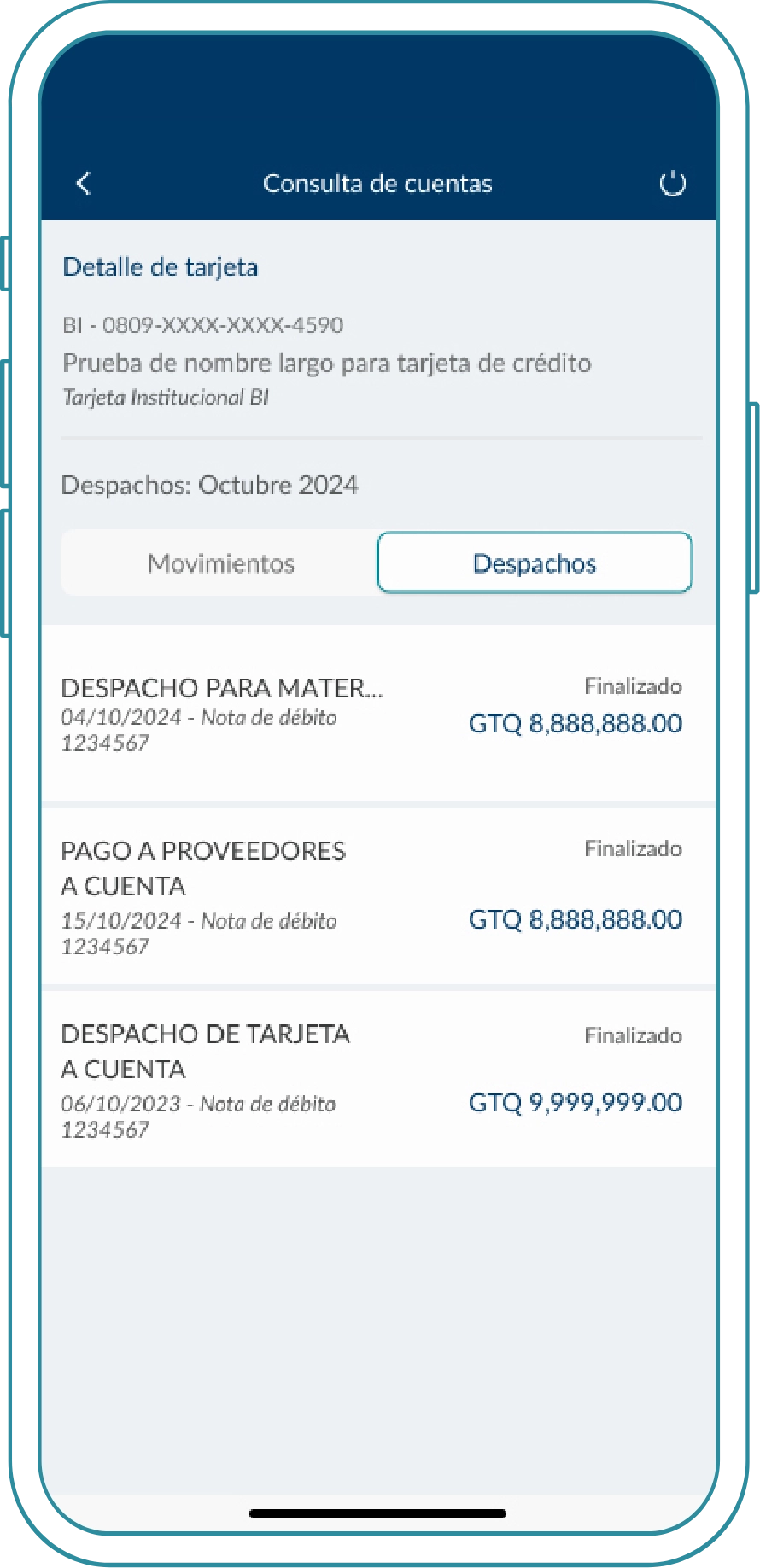 Paso 05 - Consulta de saldos e historial en tarjeta de crédito institucional desde Bi Banking App Paso 05 - Consulta de saldos e historial en tarjeta de crédito institucional desde Bi Banking App