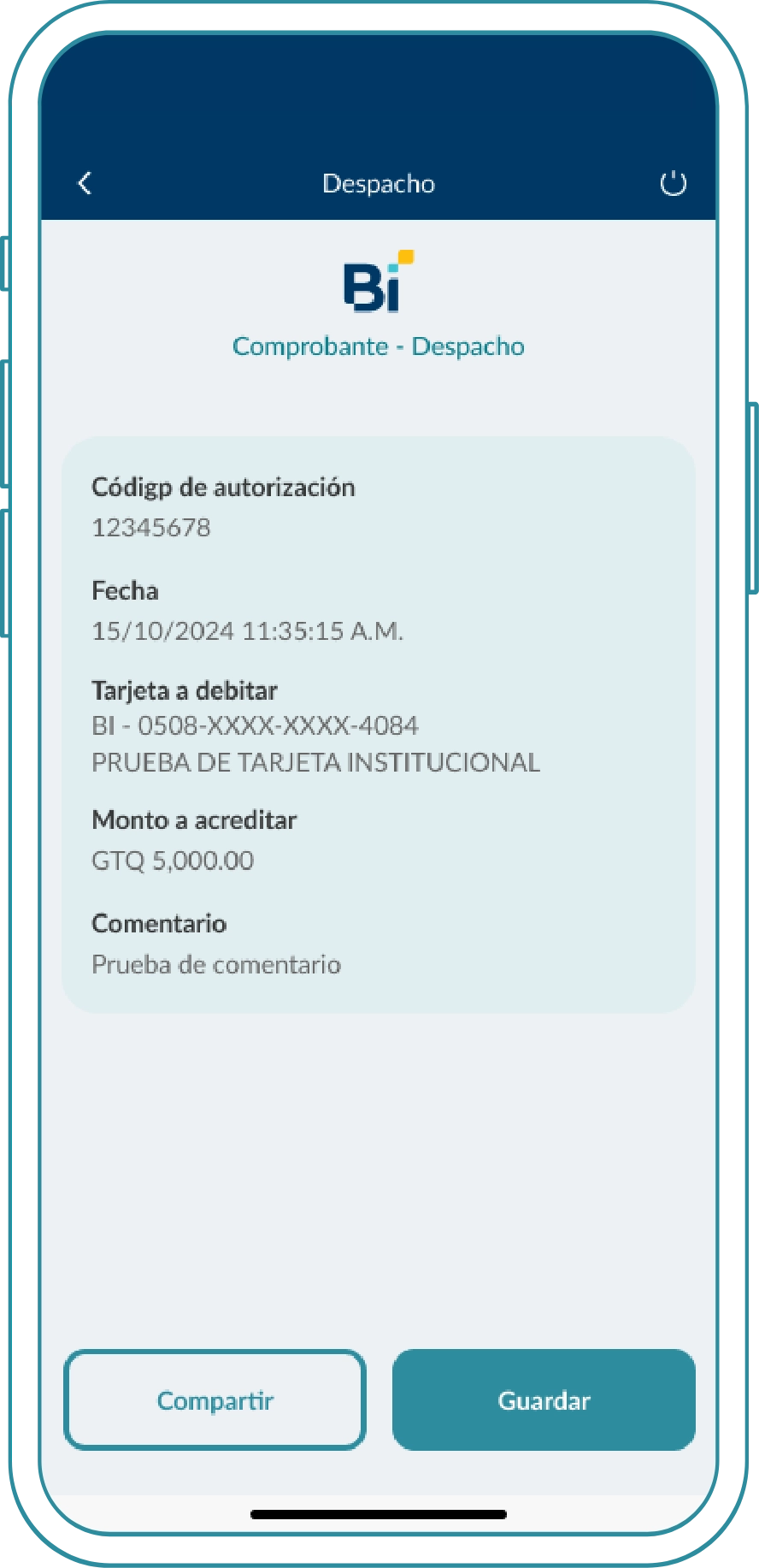 Paso 06 - Consulta de saldos e historial en tarjeta de crédito institucional desde Bi Banking App Paso 06 - Consulta de saldos e historial en tarjeta de crédito institucional desde Bi Banking App