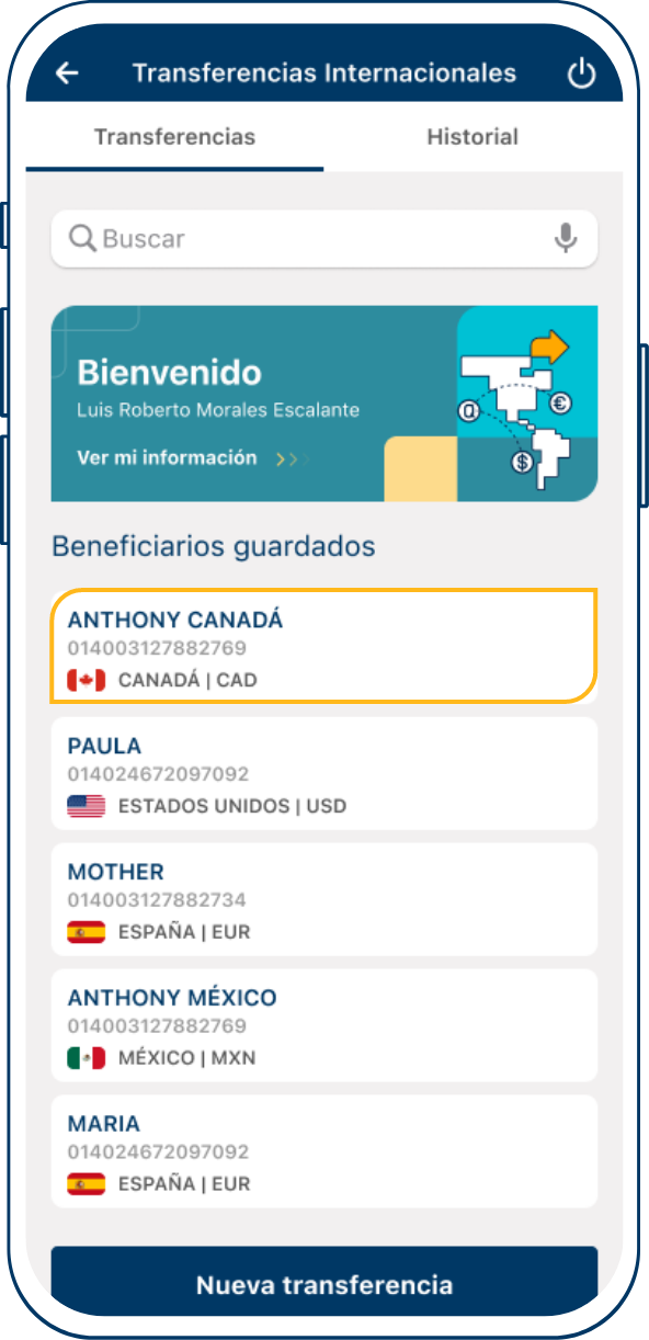 Actualización de beneficiario