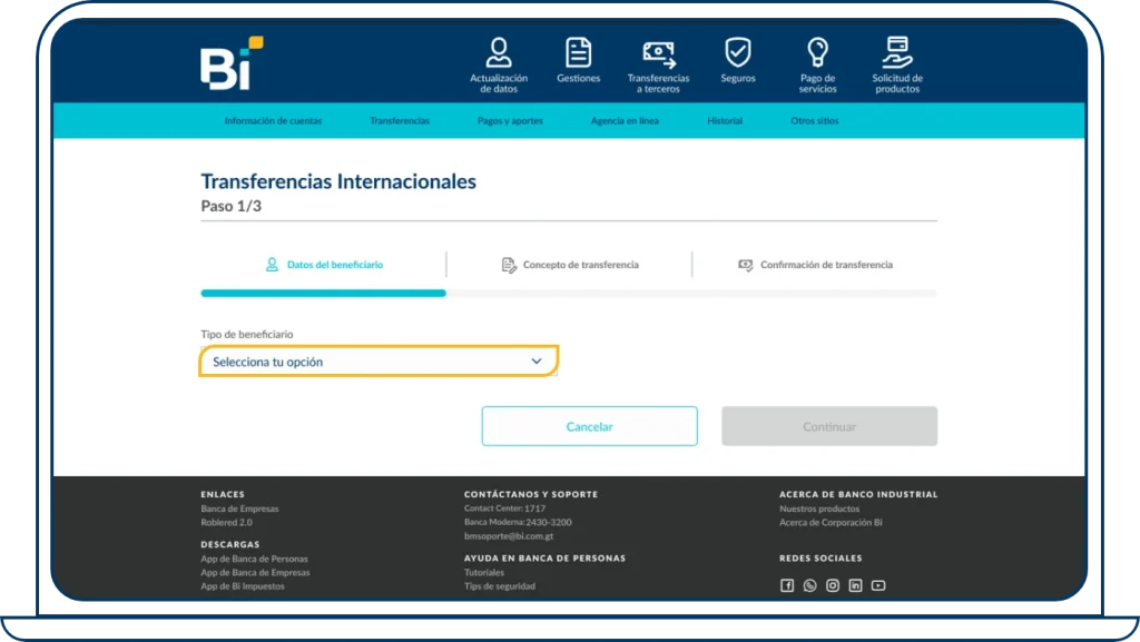 Actualización de beneficiario paso 2