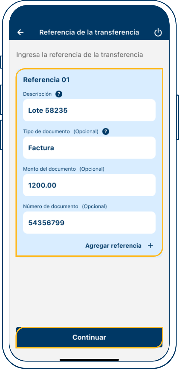 Enviar cuenta intermediaria