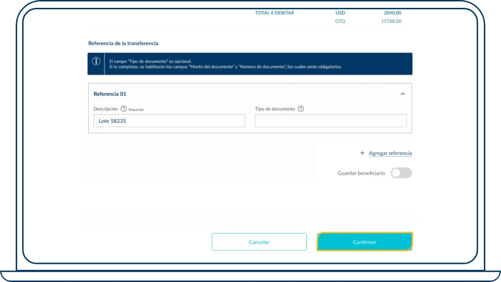 Realizar transferencia paso 5