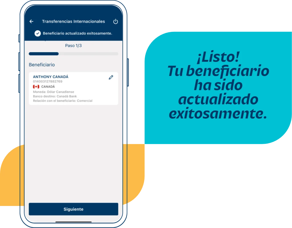 Actualización de beneficiario