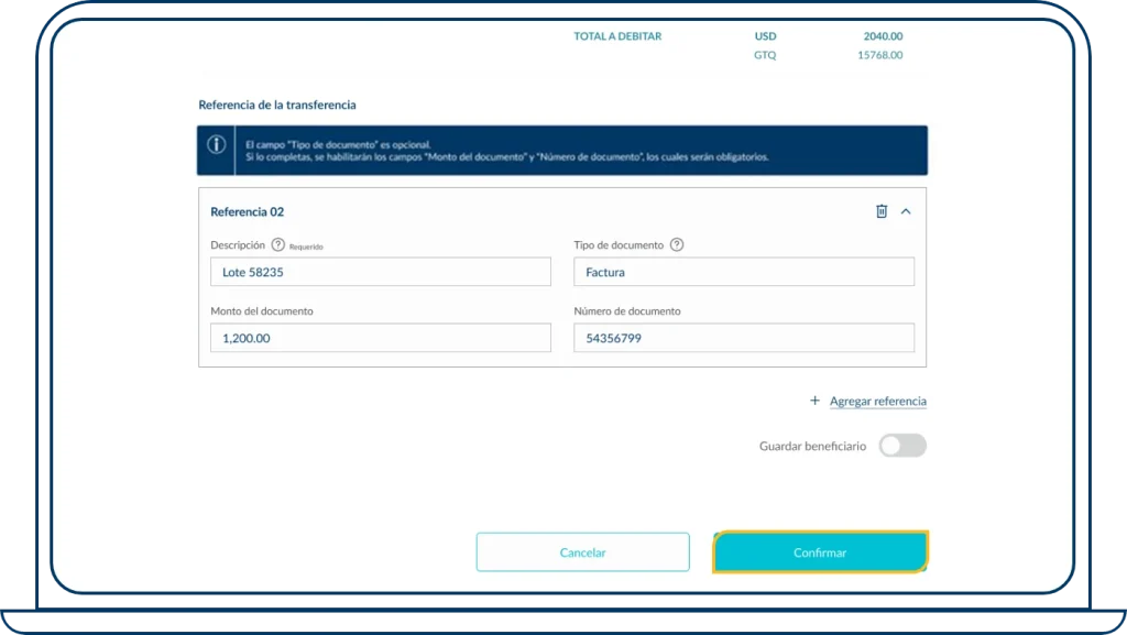 Realizar transferencia paso 6
