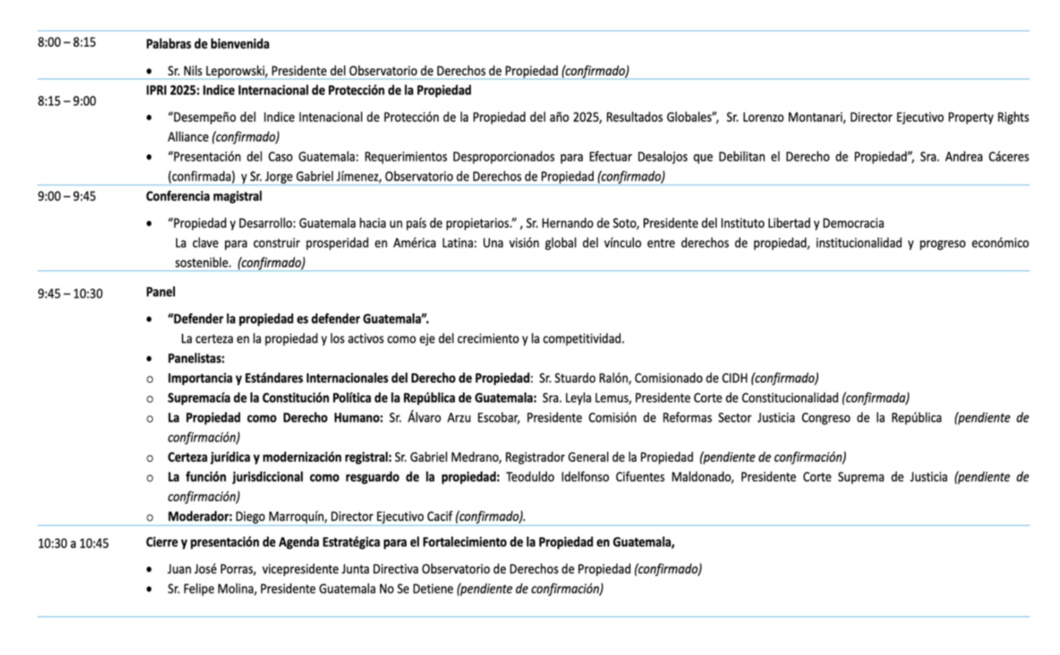 Propiedad y Desarrollo: Guatemala hacia un país de propietarios - Agenda Propiedad y Desarrollo: Guatemala hacia un país de propietarios - Agenda
