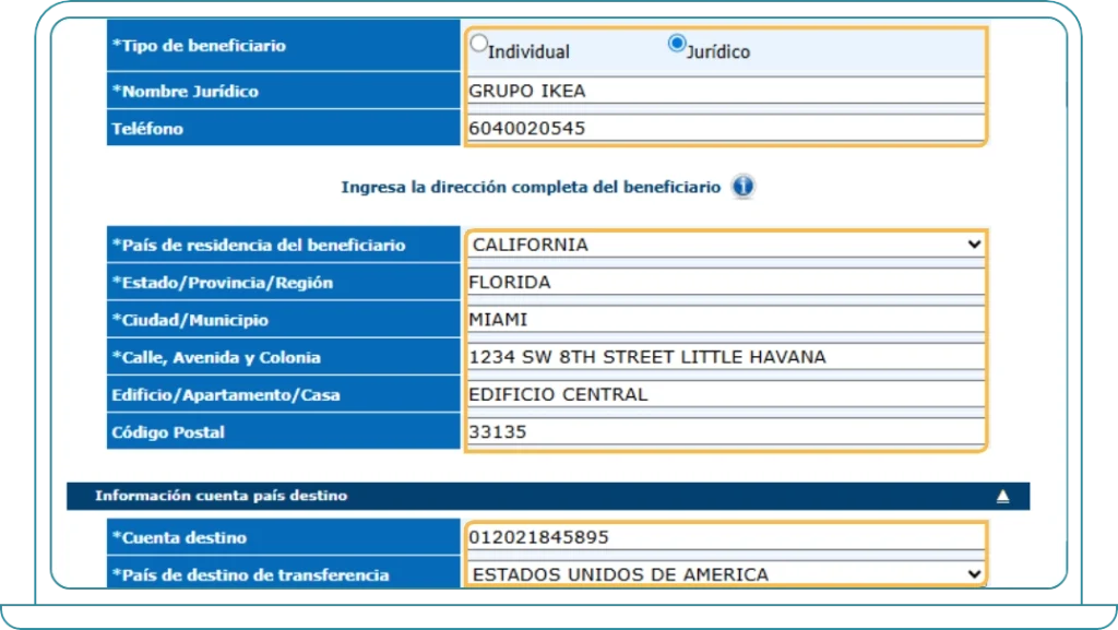 Crea una transferencia 5 Crea una transferencia 5