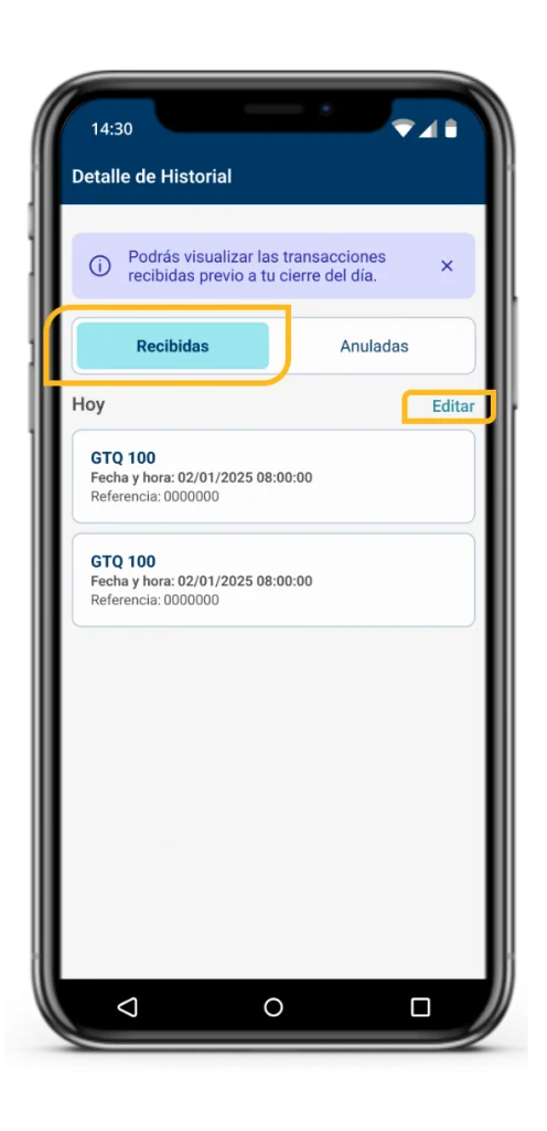 Anulacion tarjetas recibidas Anulacion tarjetas recibidas