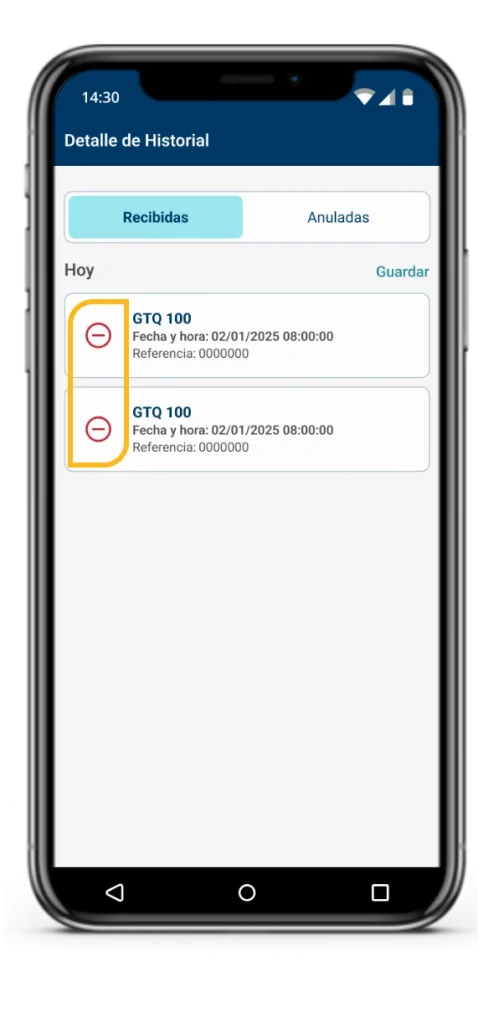 Transacciones a anular Transacciones a anular