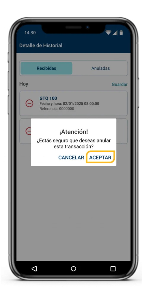 aceptar anulacion transacciones aceptar anulacion transacciones