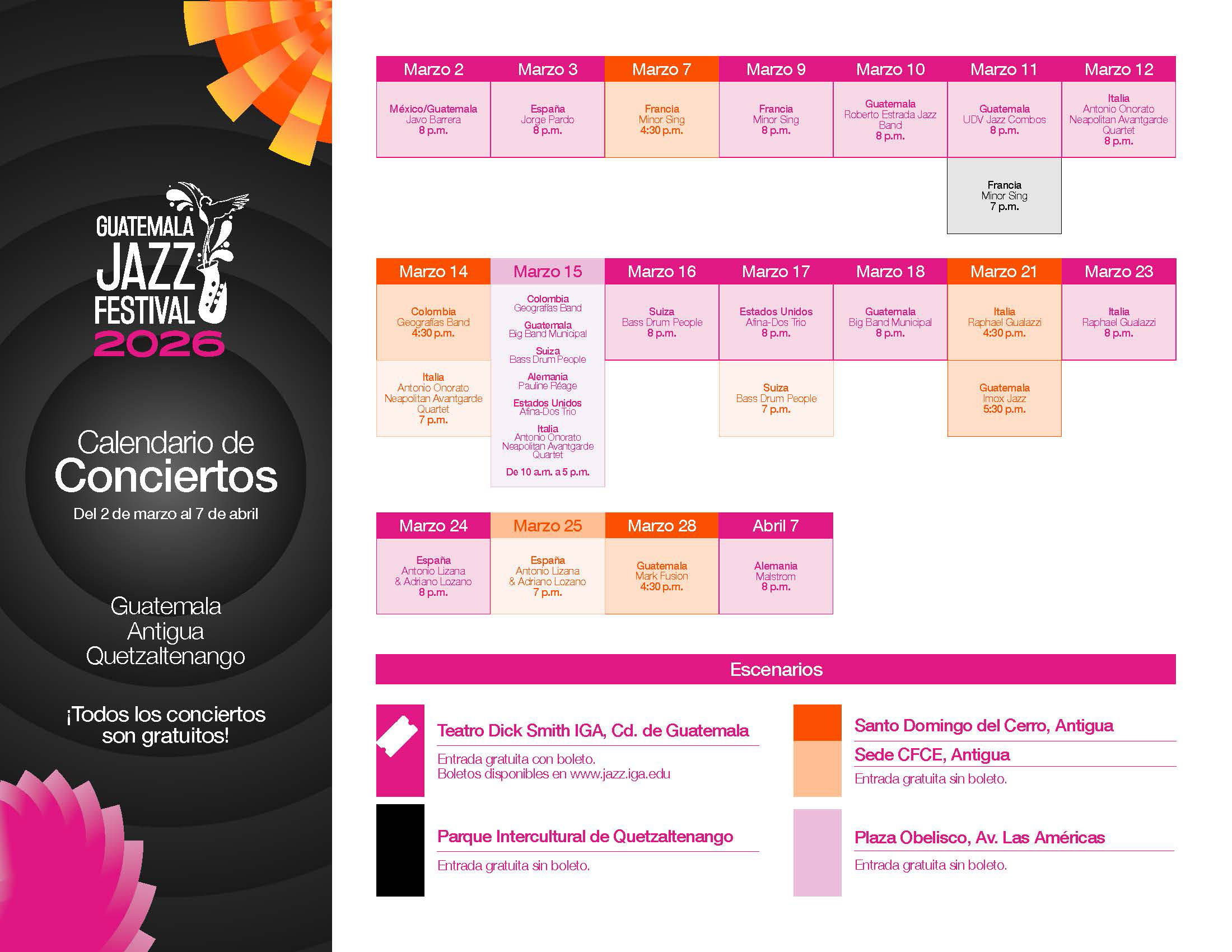 Calendario de conciertos Jazz Festival 2026