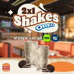 2x1 Shakes Oreo al pagar con QR Zigi y Bi en Línea. Burger King
