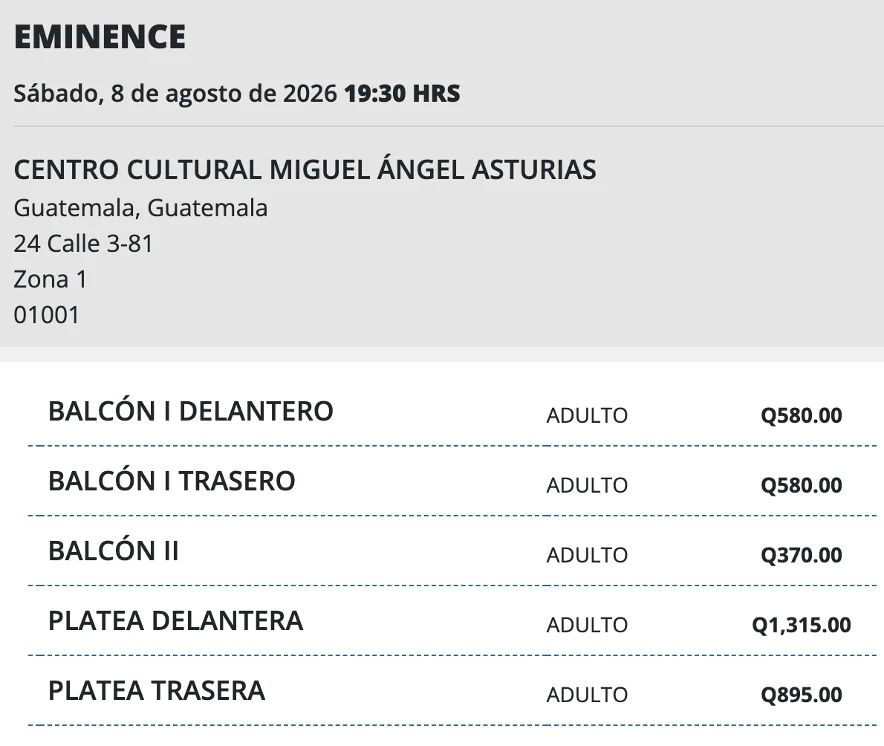 Entradas eminence Entradas eminence