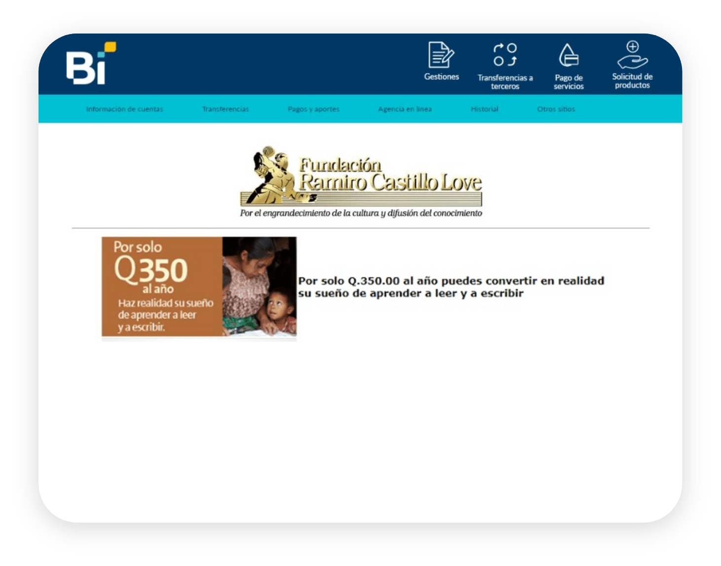 Cómo donar Bi en Línea - Paso 4