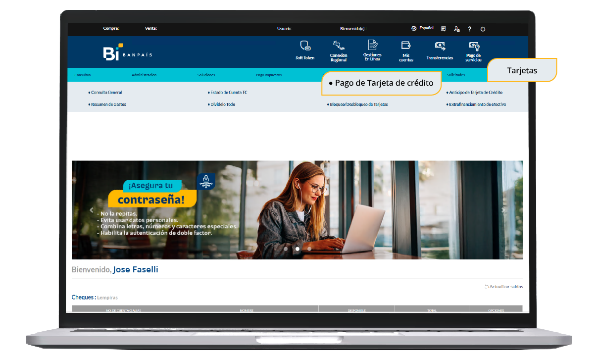 webp-paso-a-paso-pagar-tarjeta-de-credito-bp-web-02 Paso 2: Ingresa al menú de Tarjetas y haz clic en Pago de Tarjeta de Crédito.