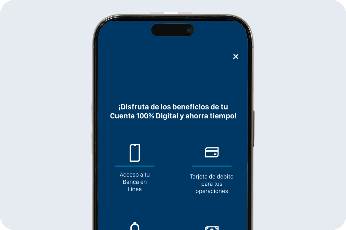 Imagen de BP en Línea App con los beneficios de una Cuenta Digital