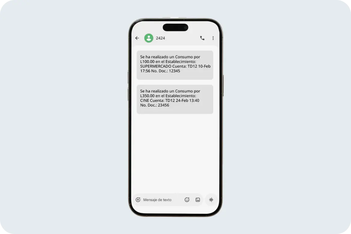 NOTIFICACIONES BANPAIS Imagen de BP en Línea App con las notificaciones por mensaje de texto