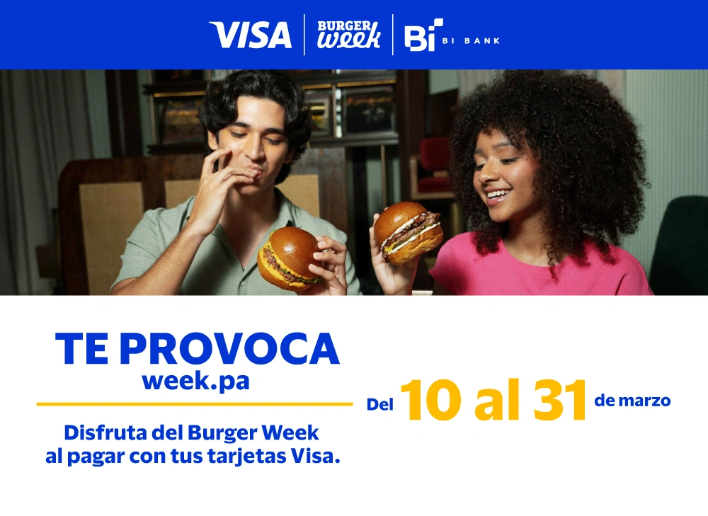 TE PROVOCA week.pa Disfruta del Burger Week al pagar con tus tarjetas Visa. Del 10 al 31 de marzo